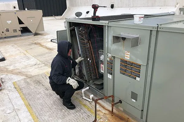 HVAC Maintenance talking place on a system.